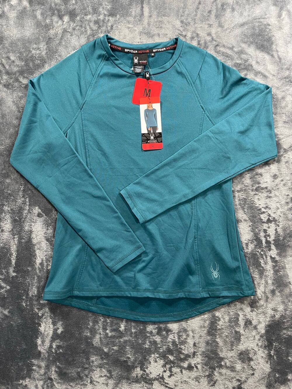 Spyder Active Thermal Base Layer Top Long Sleeve Thumbholes Teal Blue Women's M